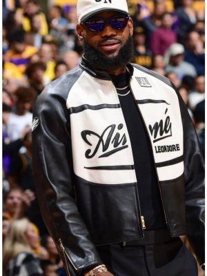 Leborn James Aime Leon Dore Black And White Leather Jacket