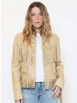 Maggie Rogers Leather Fringe Jacket