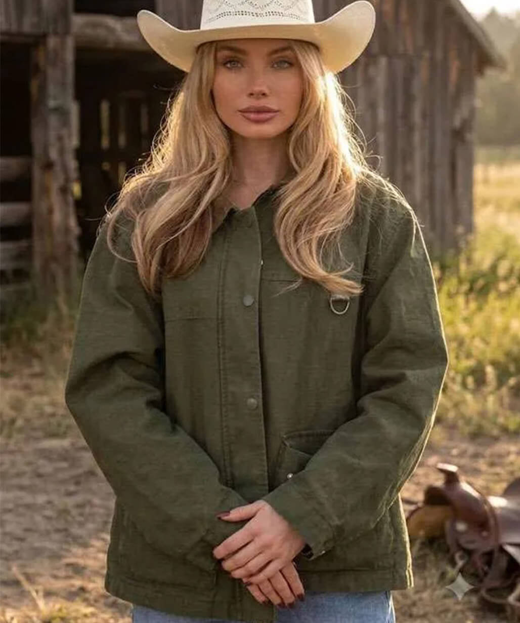 Natalie Alyn Lind Dutton Ranch 2026 Green Jacket