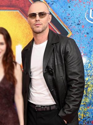 Nicholas Hoult Supergirl 2026 Black Leather Blazer