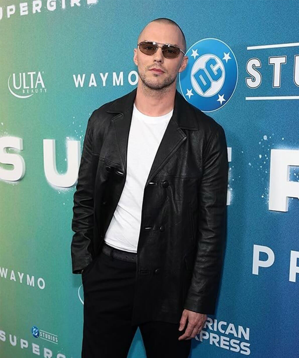 Nicholas Hoult Supergirl 2026 Black Leather Blazer
