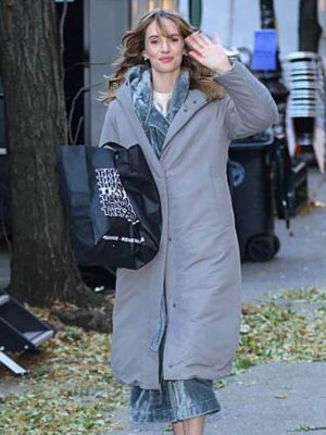 One Night Only 2026 Maya Hawke Grey Coat