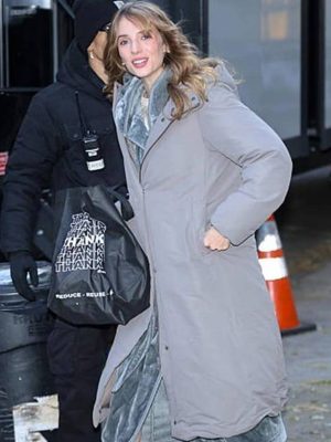 One Night Only 2026 Maya Hawke Grey Coat
