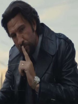 Pablo Schreiber Motor City 2026 Black Leather Coat