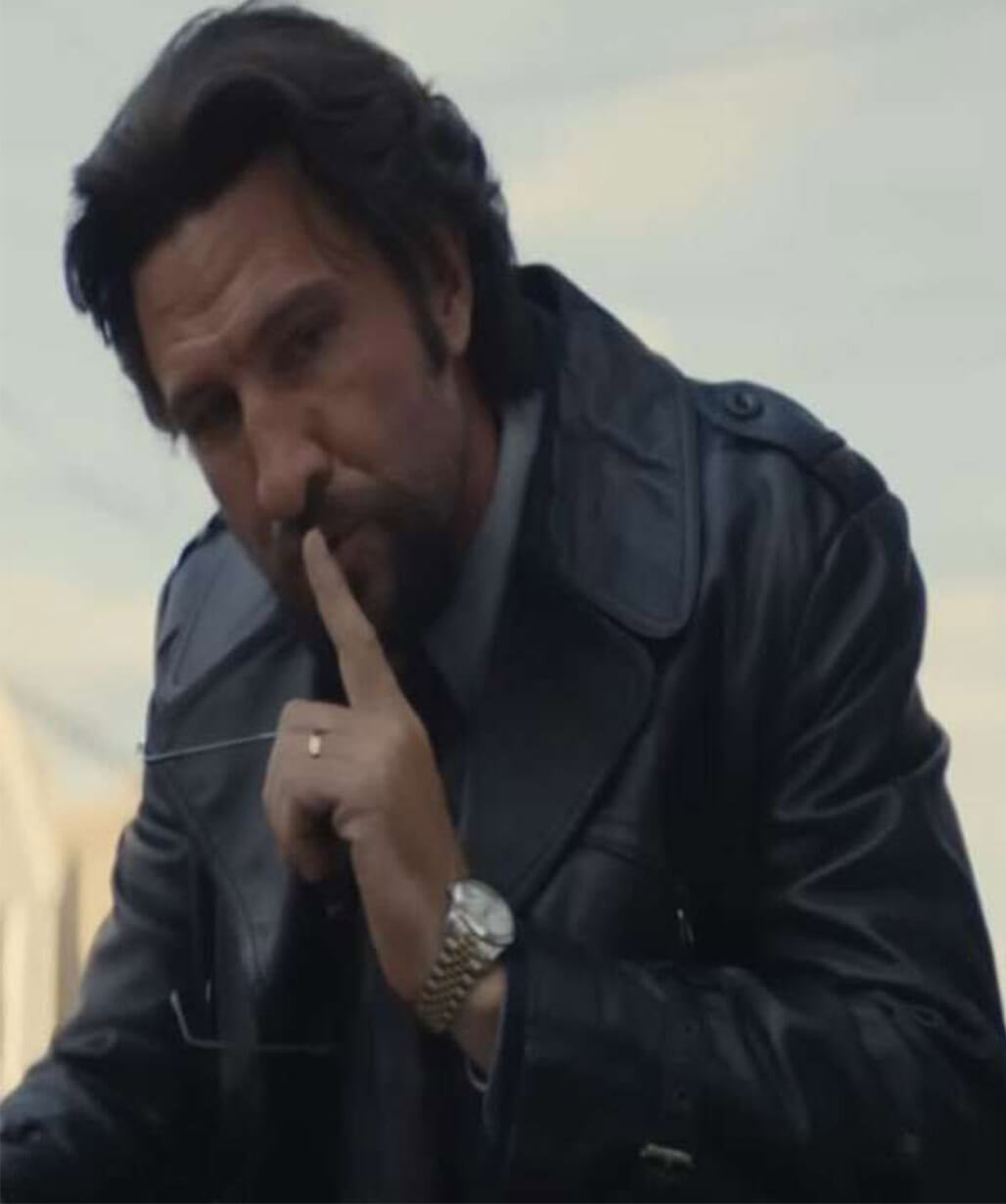 Pablo Schreiber Motor City 2026 Black Leather Coat