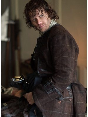 Jamie Fraser Outlander Sam Heughan Brown Wool Coat Jacket