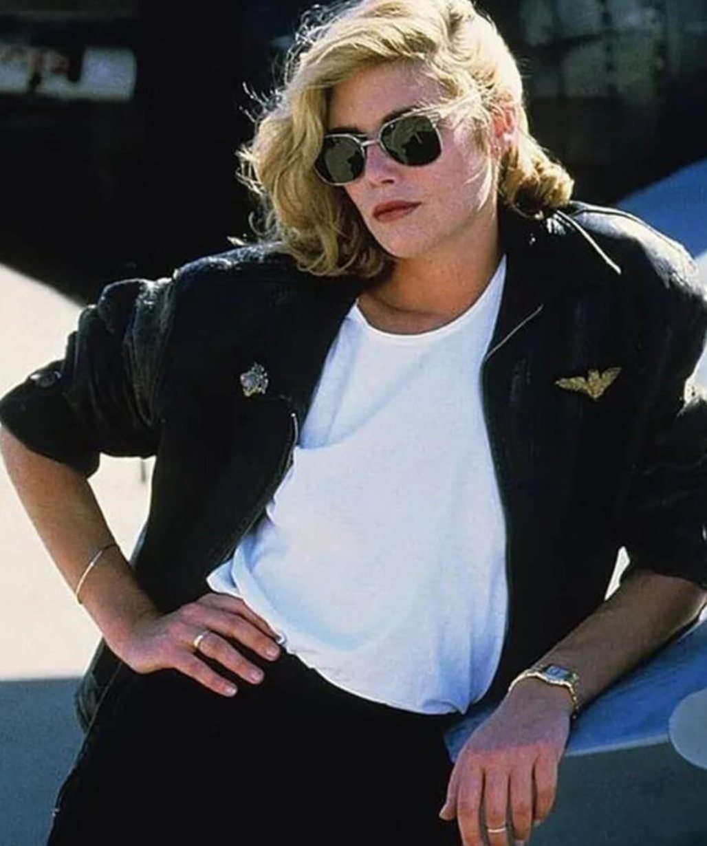 Kelly Mcgillis Top Gun Black Leather Jacket