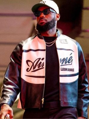 Leborn James Aime Leon Dore Black And White Leather Jacket