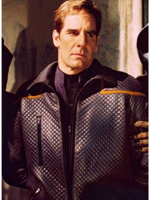 Star Trek Enterprise Jonathan Archer Grey Quilted Leather Jacket
