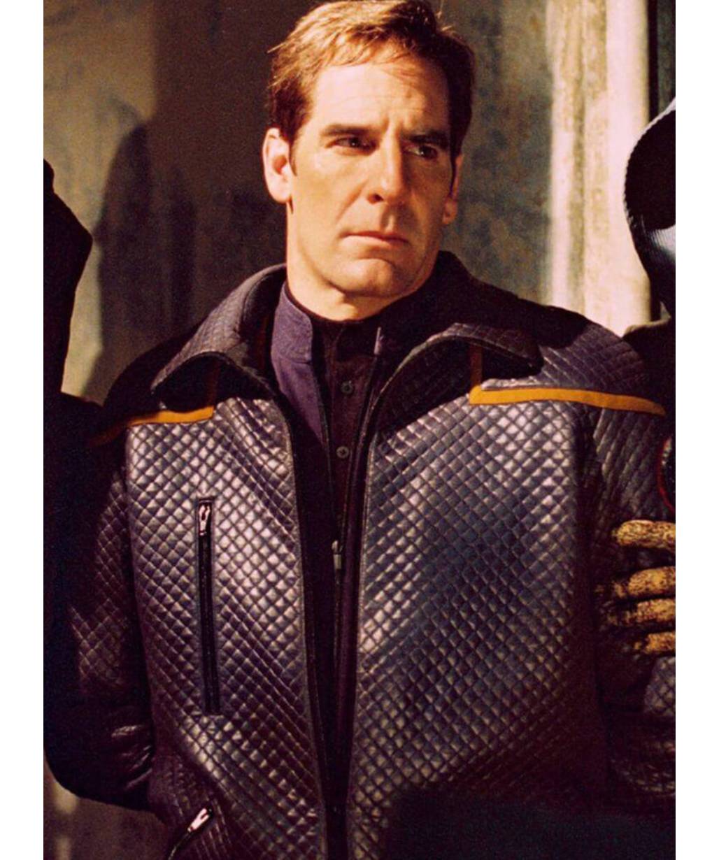 Star Trek Enterprise Jonathan Archer Grey Quilted Leather Jacket