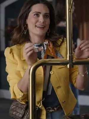 The Love Heist 2026 Lyndsy Fonseca Yellow Wool Jacket
