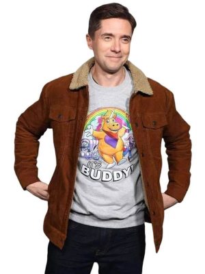 Topher Grace Buddy 2026 Brown Corduroy Jacket