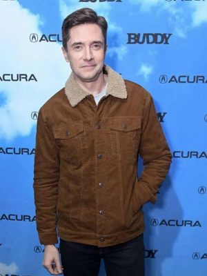 Topher Grace Buddy 2026 Brown Corduroy Jacket