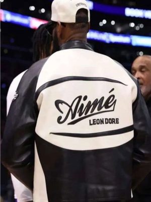 Leborn James Aime Leon Dore Black And White Leather Jacket