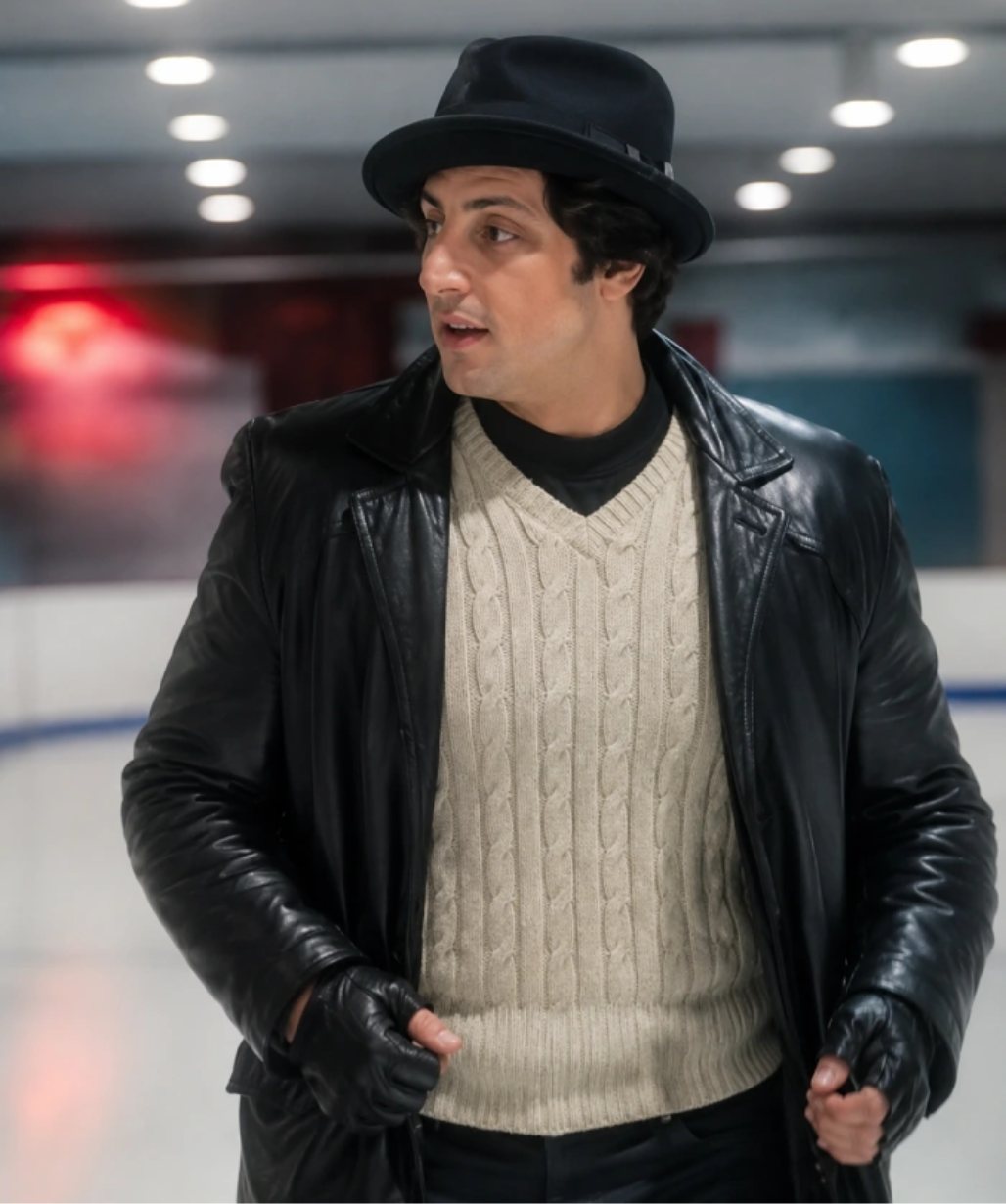 I Play Rocky 2026 Anthony Ippolito Black Leather Coat