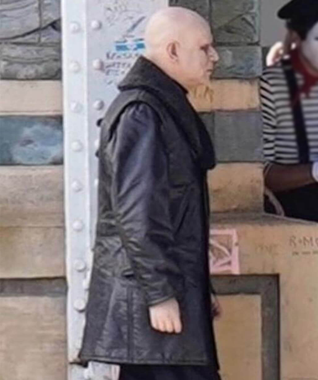 Uncle Fester Wednesday S03 Leather Shearling Coat