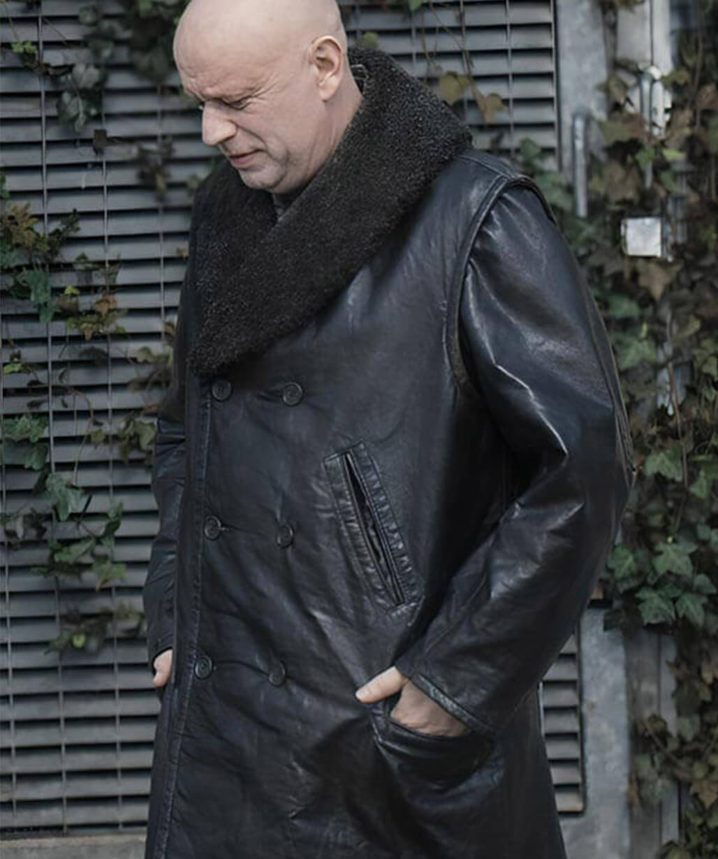 Uncle Fester Wednesday S03 Leather Shearling Coat