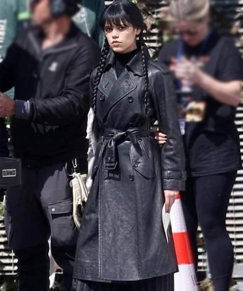 Wednesday S03 Jenna Ortega Black Leather Coat