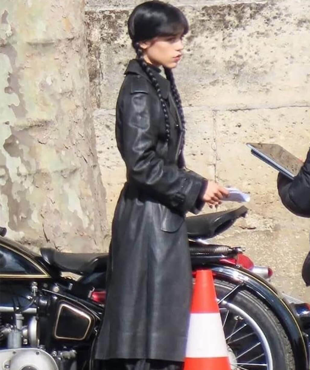 Wednesday S03 Jenna Ortega Black Leather Coat