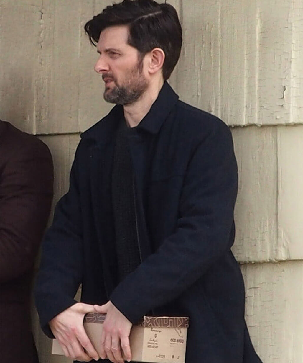 Adam Scott The Whisper Man 2026 Blue Wool Coat