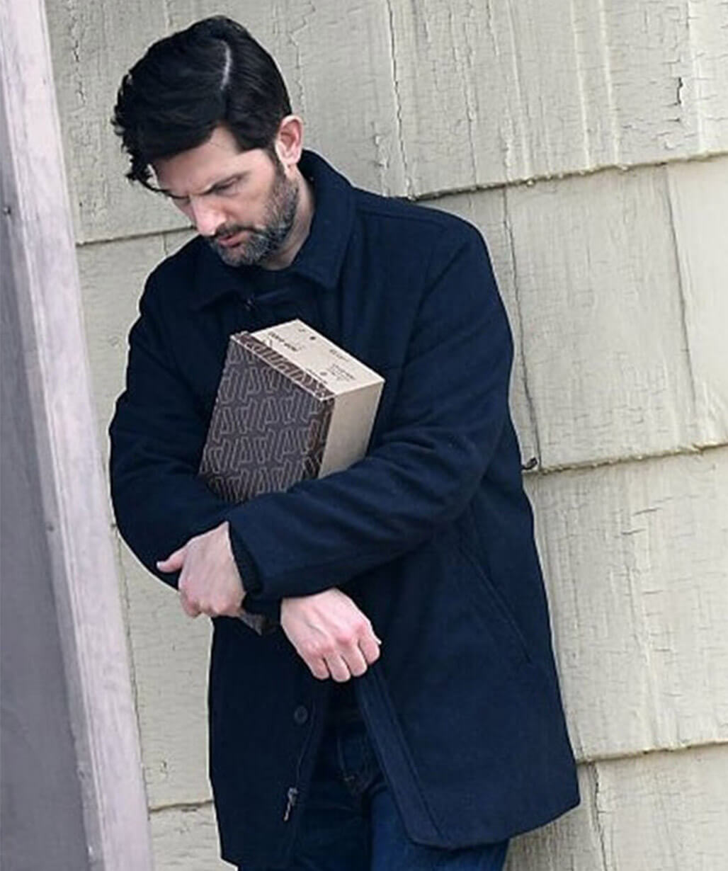 Adam Scott The Whisper Man 2026 Blue Wool Coat