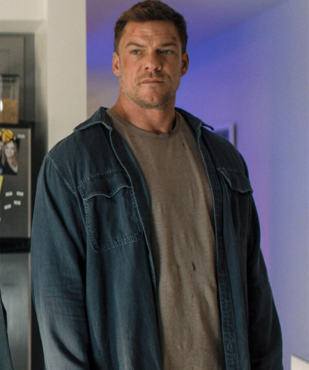 Alan Ritchson Reacher S04 Blue Cotton Jacket