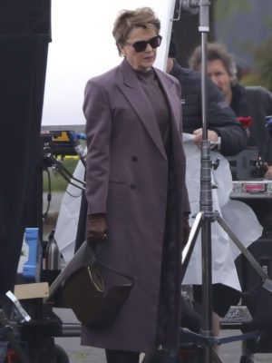 Annette Bening lucky 2026 Grey Coat
