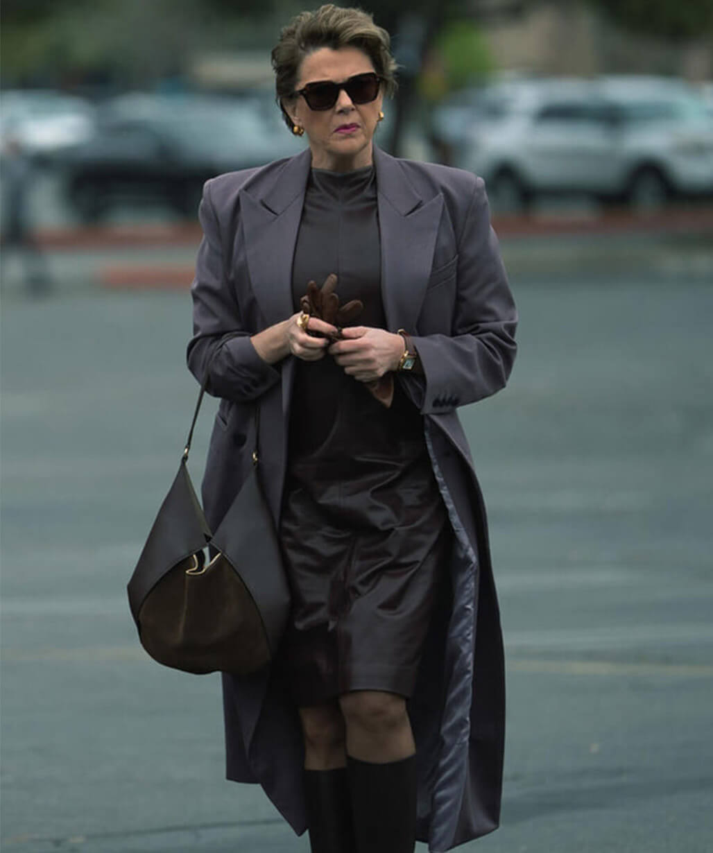 Annette Bening lucky 2026 Grey Coat