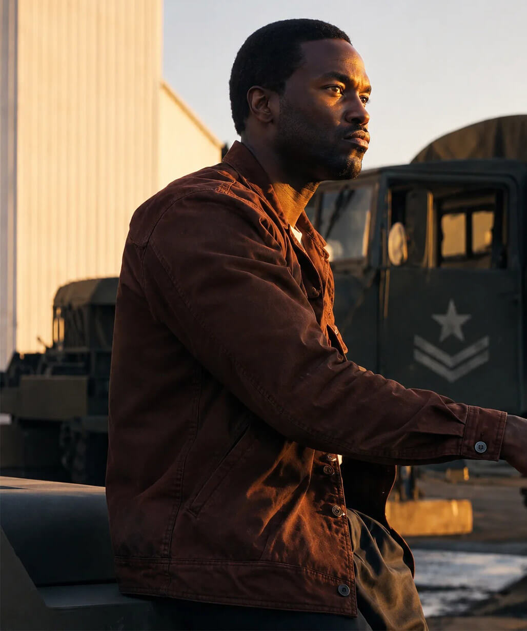 By Any Means 2026 Yahya Abdul-Mateen II Brown Cotton Jacket
