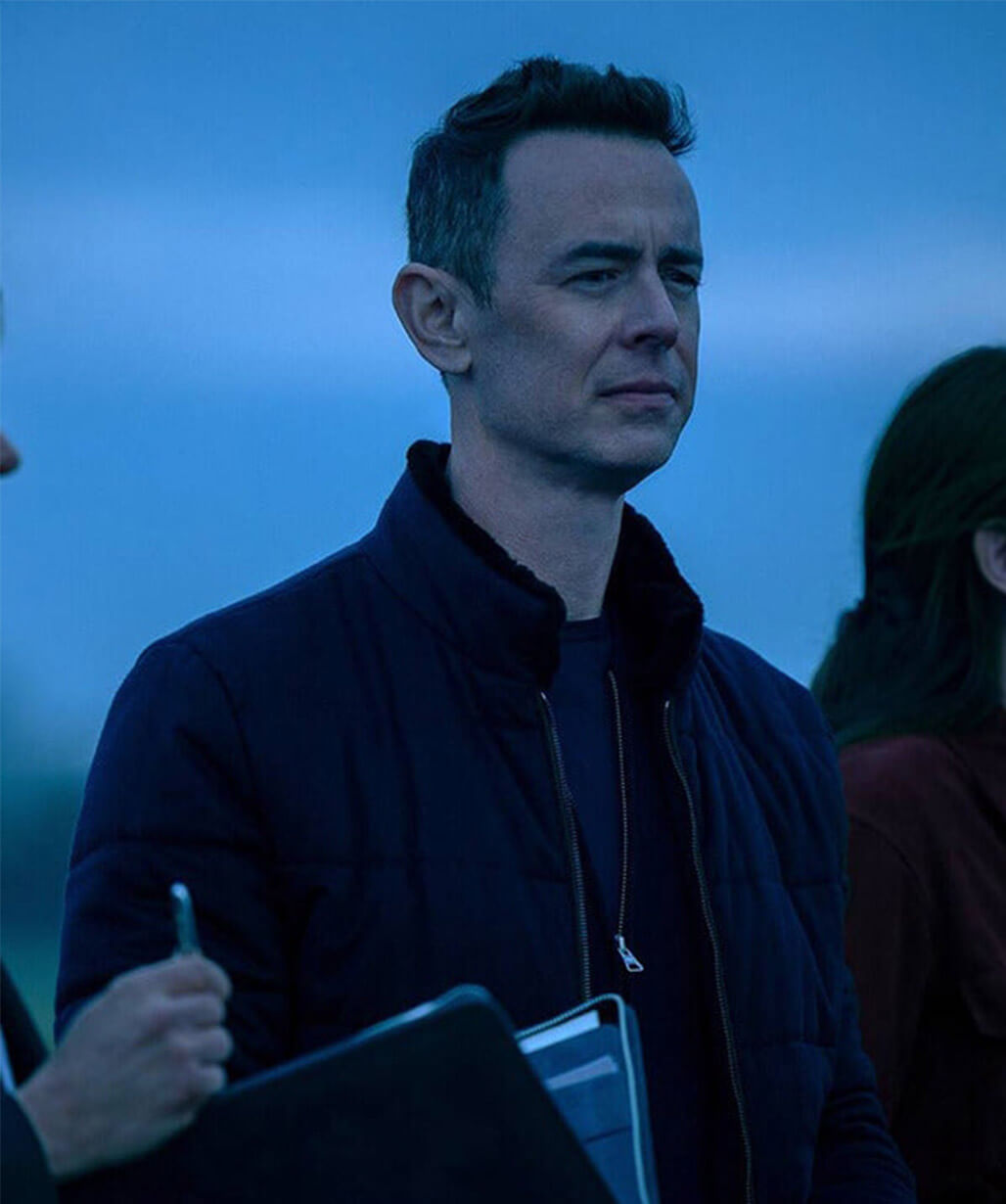 Colin Hanks Silo S03 Blue Bomber Jacket