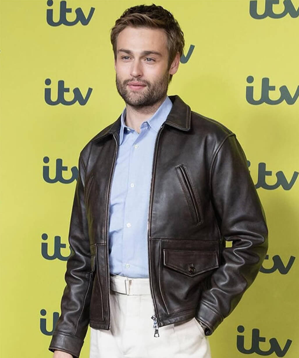 Douglas Booth The Blame 2026 Brown Leather Jacket