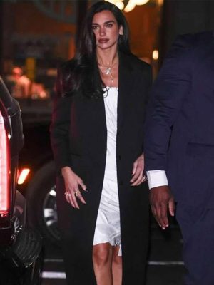 Dua Lipa NYC 2026 Black Long Coat