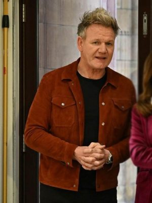 Gordon Ramsay Brown Suede Leather Jacket