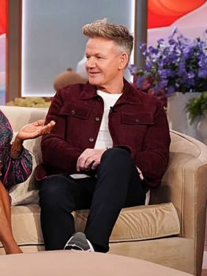 Gordon Ramsay Maroon Suede Leather Jacket
