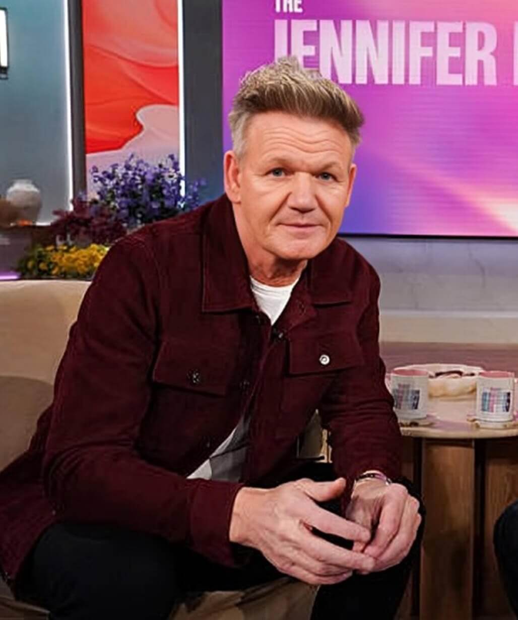 Gordon Ramsay Maroon Suede Leather Jacket