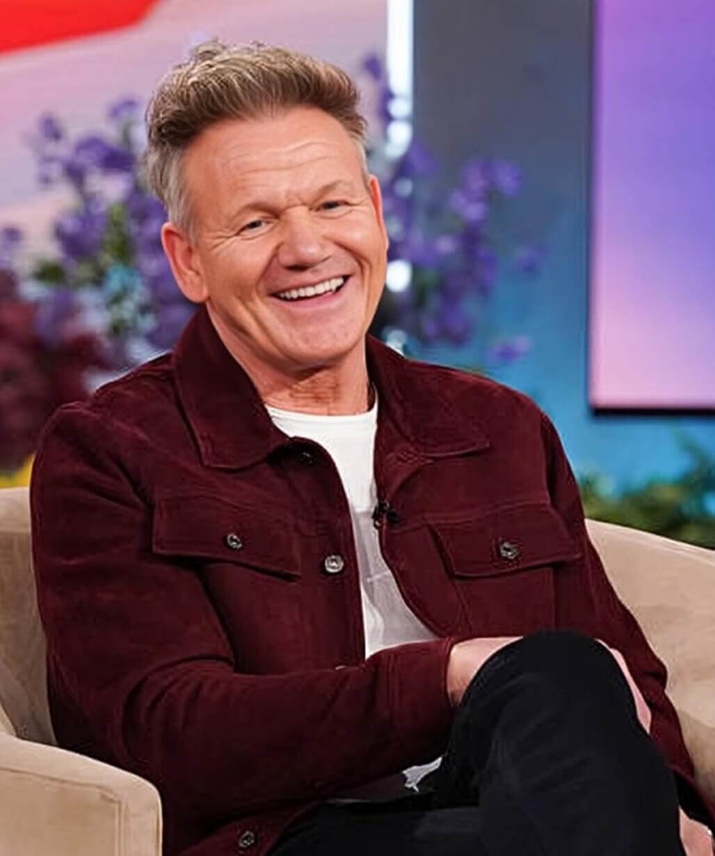 Gordon Ramsay Maroon Suede Leather Jacket
