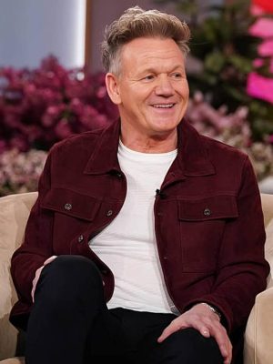 Gordon Ramsay Maroon Suede Leather Jacket
