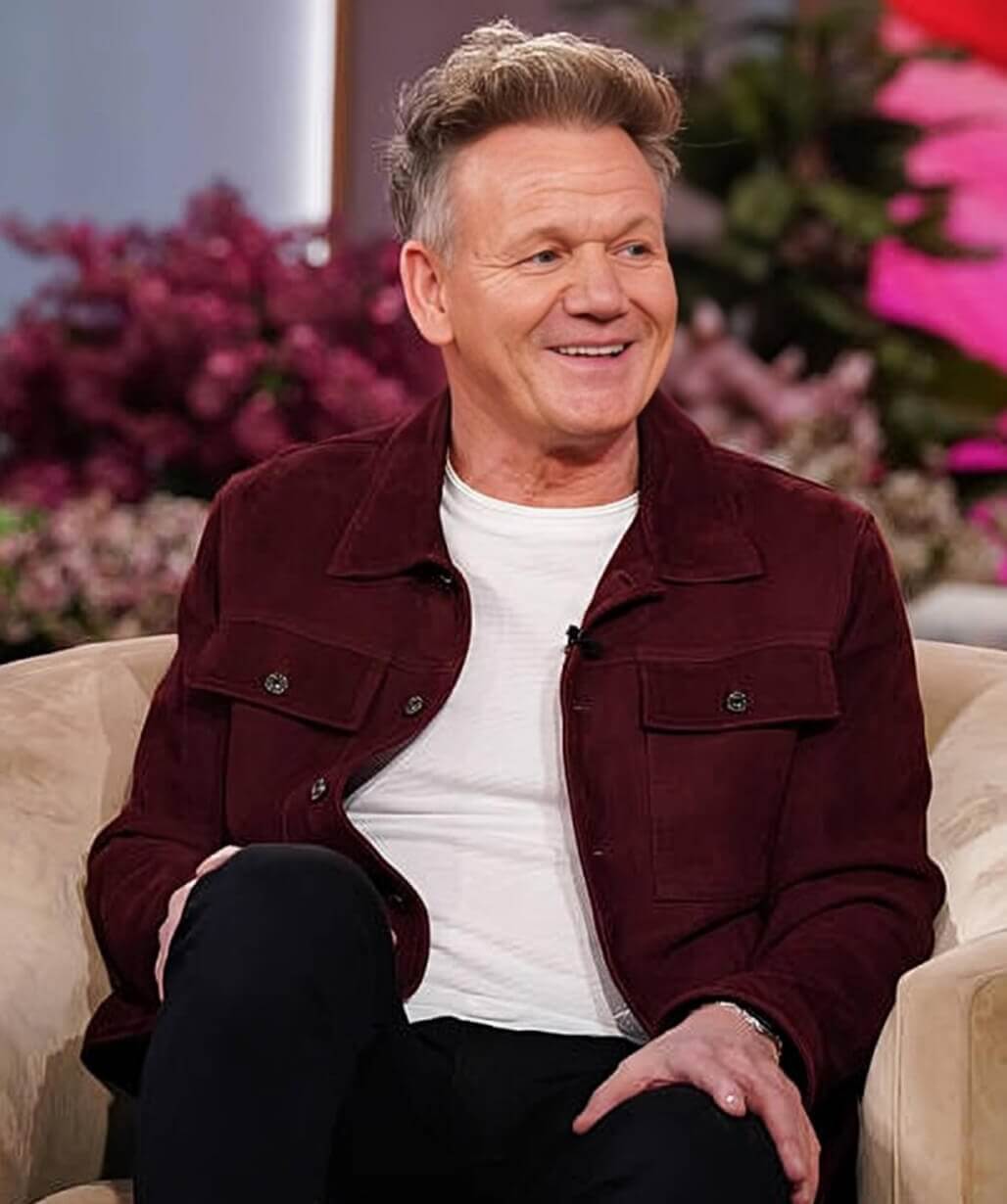 Gordon Ramsay Maroon Suede Leather Jacket