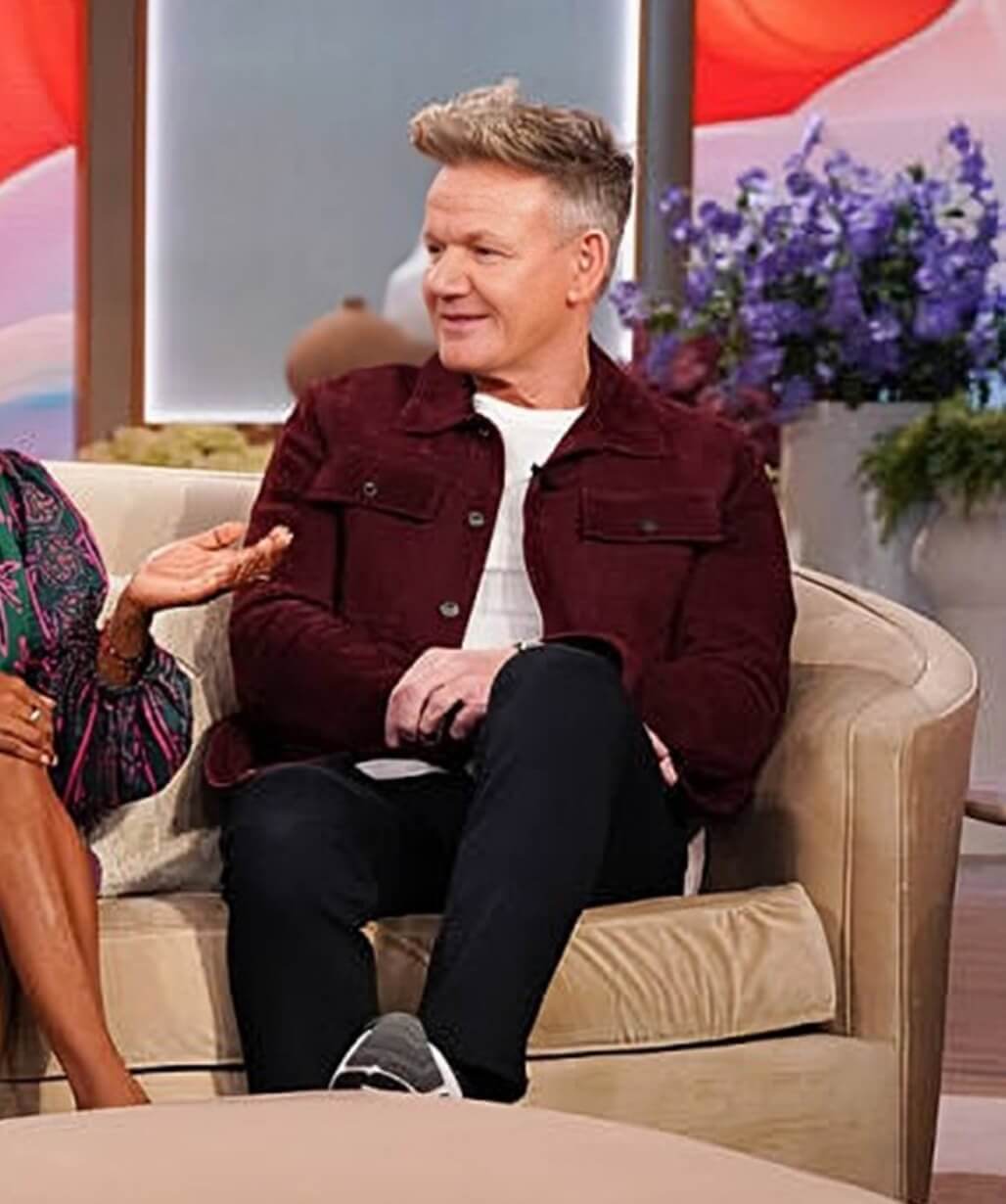 Gordon Ramsay Maroon Suede Leather Jacket