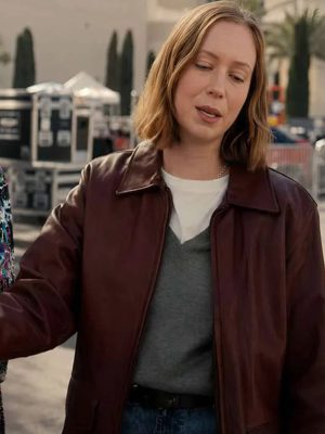 Hacks S05 Hannah Einbinder Maroon Leather Jacket