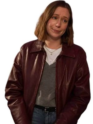 Hacks S05 Hannah Einbinder Maroon Leather Jacket
