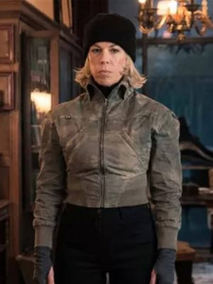 Hannah Waddingham Ride or Die 2026 Brown Biker Leather Jacket