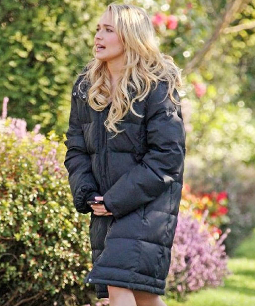 Hayden Panettiere Black Puffer Coat - Image 2