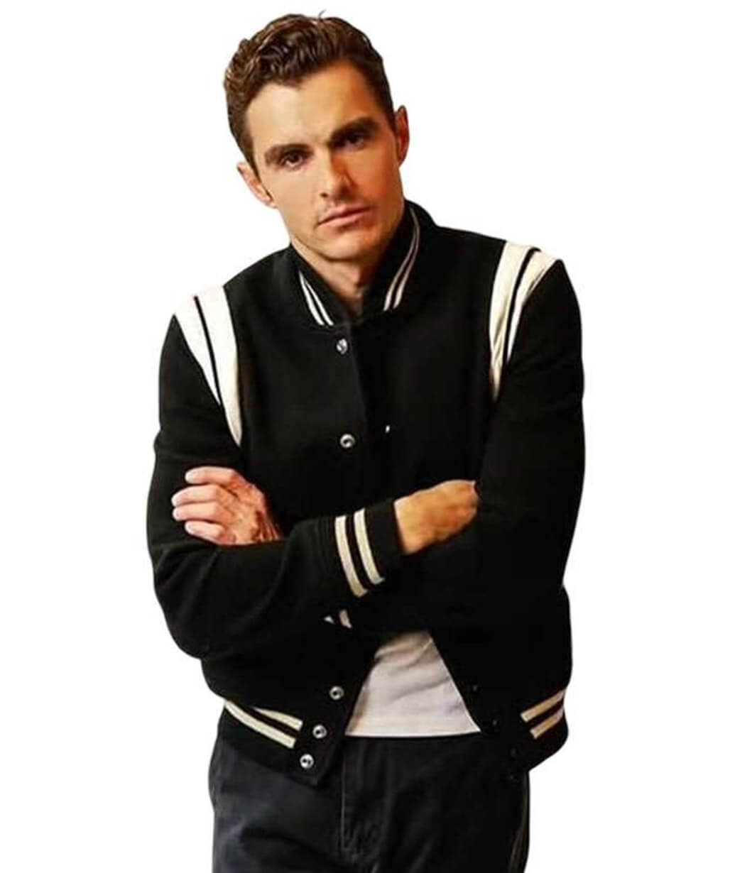 Idiots 2026 Dave Franco Black Varsity Jacket