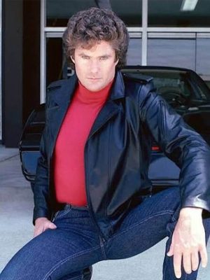 Knight Rider David Hasselhoff Black Leather Jacket