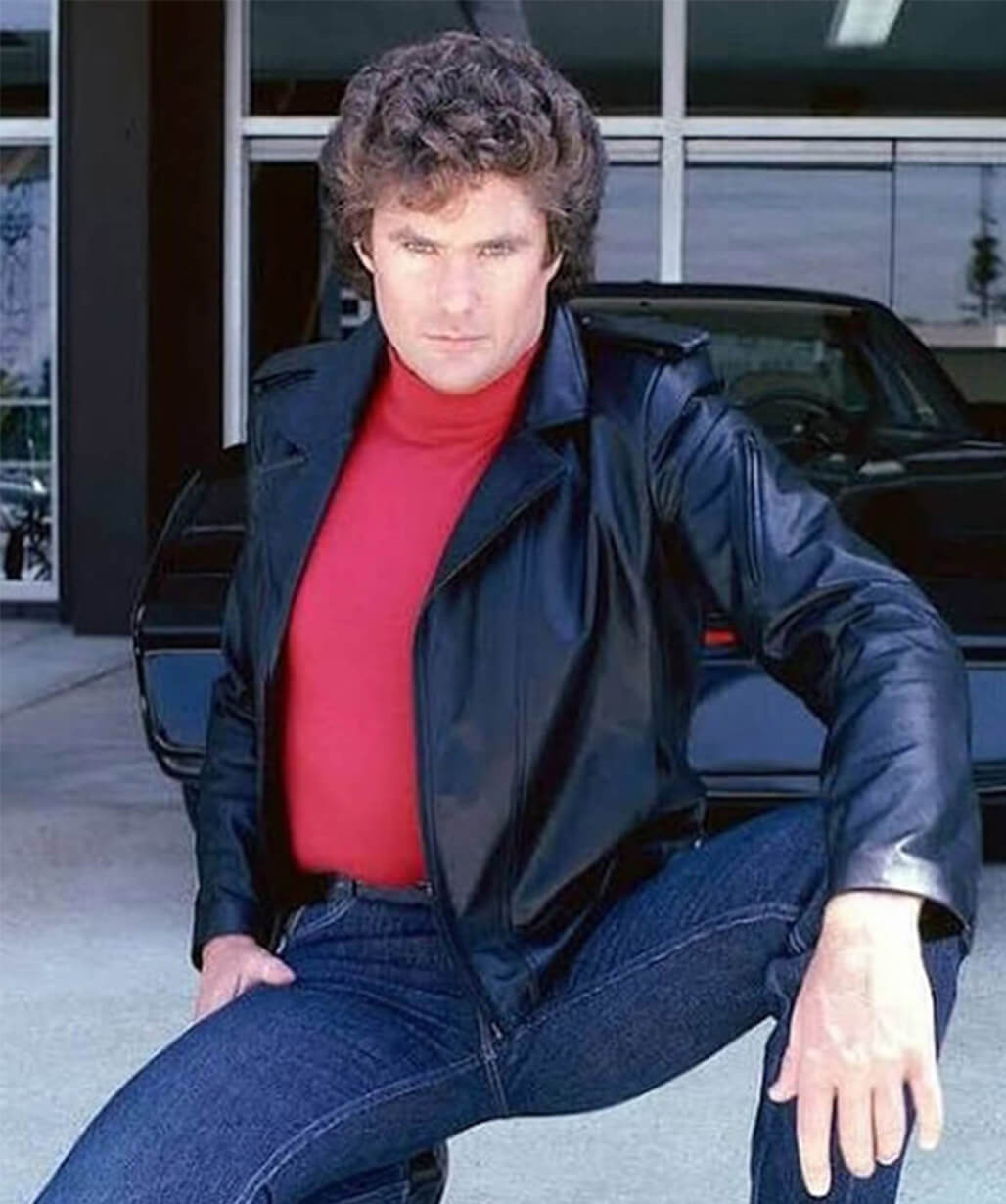 Knight Rider David Hasselhoff Black Leather Jacket