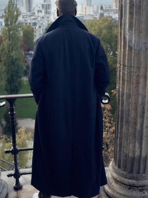 Lupin S02 Assane Diop Black Wool Long Coat