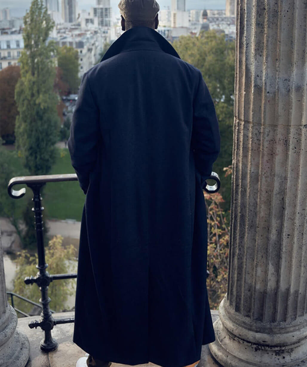 Lupin S02 Assane Diop Black Wool Long Coat