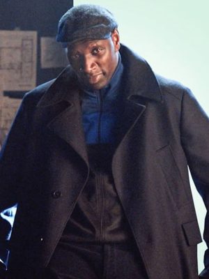 Lupin S02 Assane Diop Black Wool Long Coat