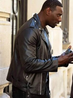 Lupin S03 Assane Diop Black Biker Leather Jacket